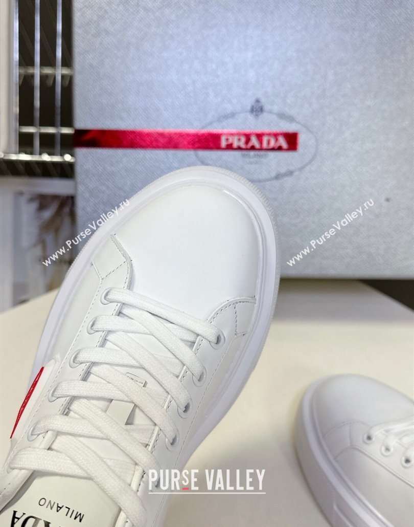 Prada Leather platform sneakers White/Red 2025 PR060303 (MD-250603019)