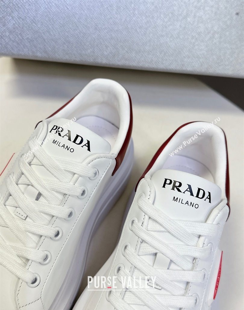 Prada Leather platform sneakers White/Red 2025 PR060303 (MD-250603019)