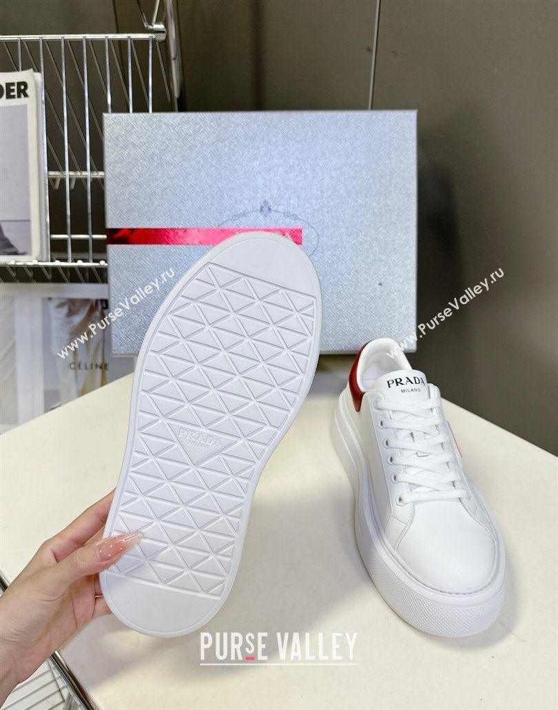 Prada Leather platform sneakers White/Red 2025 PR060303 (MD-250603019)