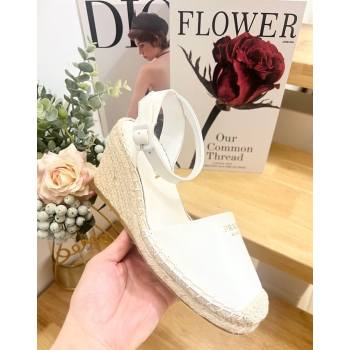 Prada Leather Wedge Espadrille Pumps 8cm White 2025 PR060306 (MD-250603052)