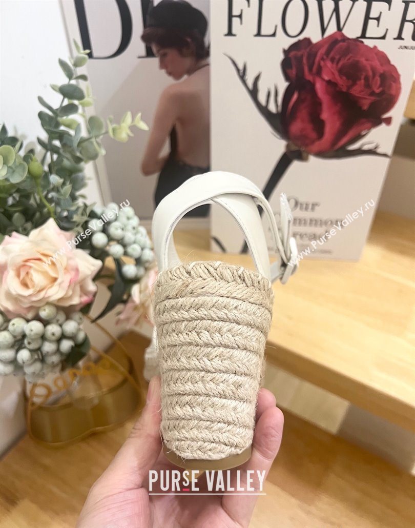 Prada Leather Wedge Espadrille Pumps 8cm White 2025 PR060306 (MD-250603052)