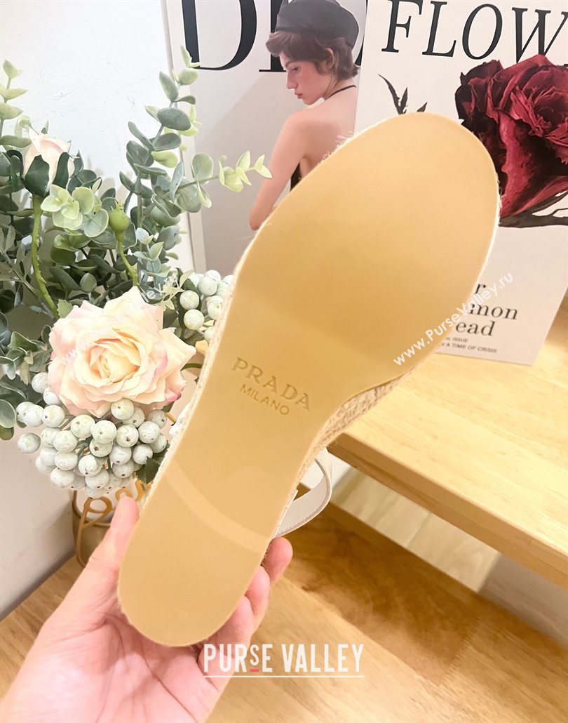 Prada Leather Wedge Espadrille Pumps 8cm Black 2025 PR060306 (MD-250603053)