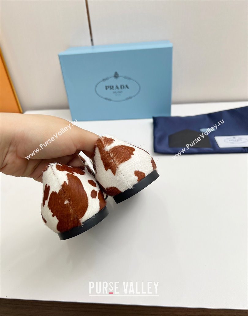 Prada Printed mohair ballerinas flat White/Brown 2025 1F794N (MD-250603055)