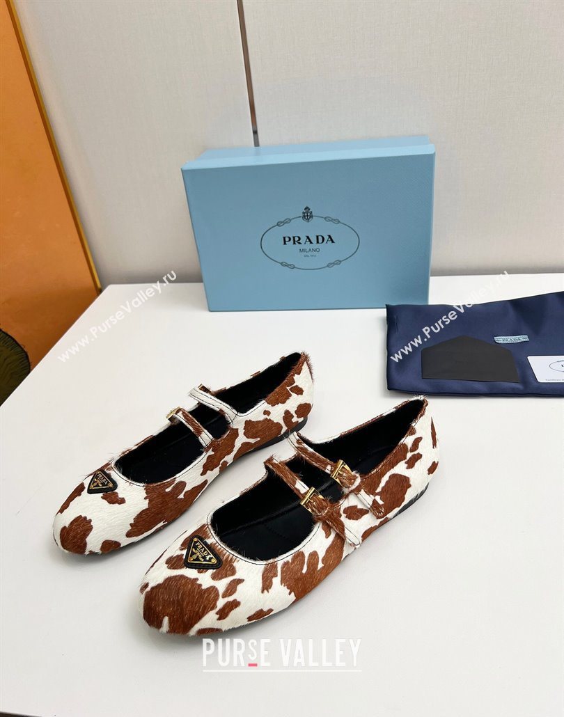 Prada Printed mohair ballerinas flat White/Brown 2025 1F794N (MD-250603055)