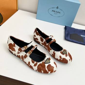 Prada Printed mohair ballerinas flat White/Brown 2025 1F794N (MD-250603055)