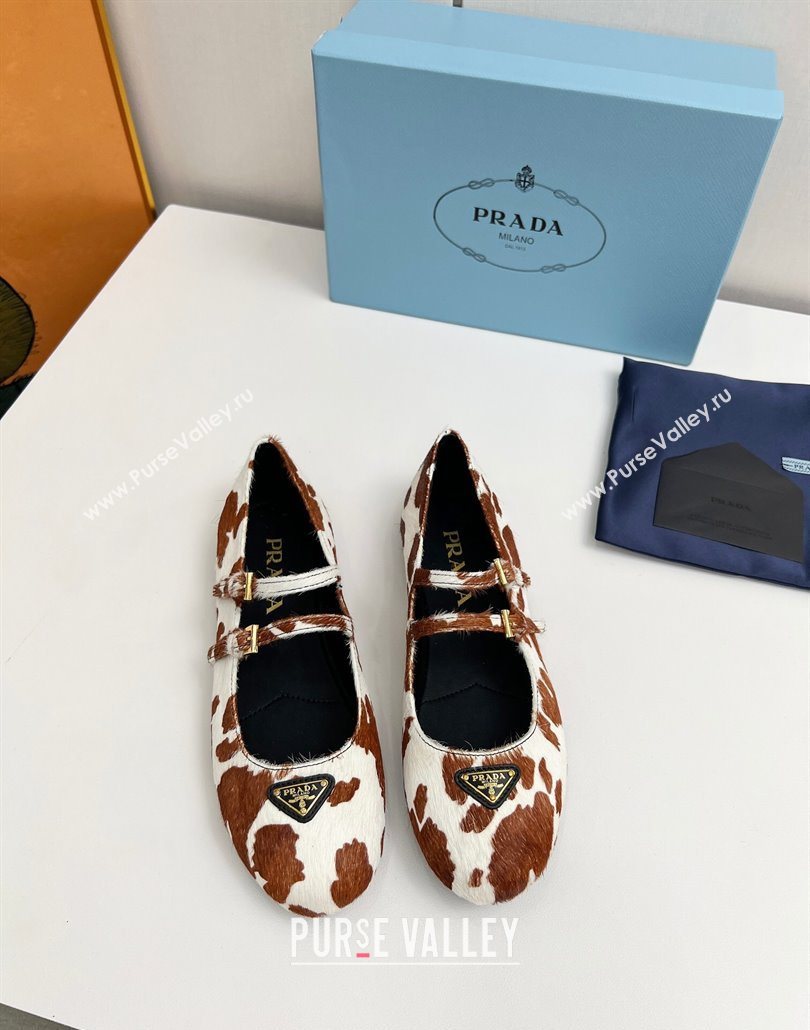 Prada Printed mohair ballerinas flat White/Brown 2025 1F794N (MD-250603055)
