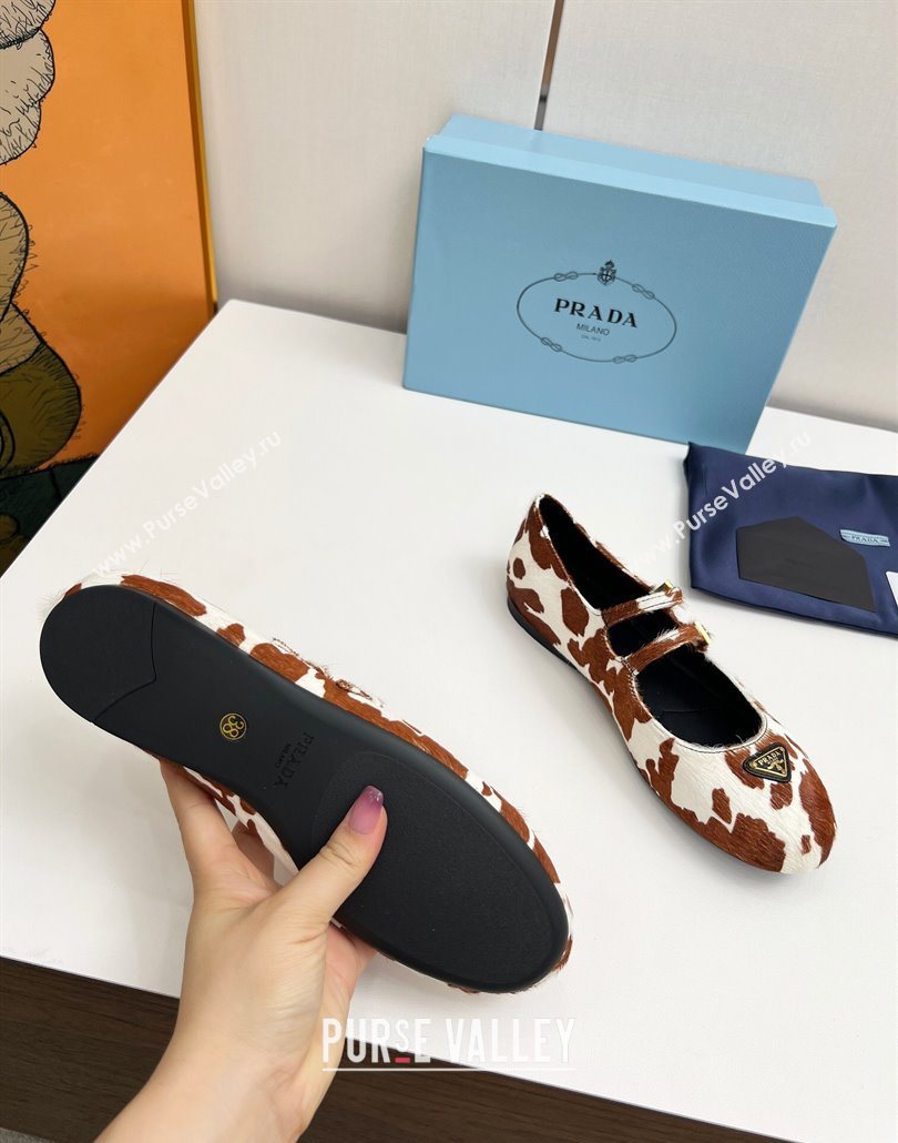 Prada Printed mohair ballerinas flat White/Brown 2025 1F794N (MD-250603055)