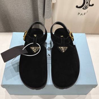 Prada Suede Birkenstock Sandals Black 2025 PR060305 (MD-250603034)