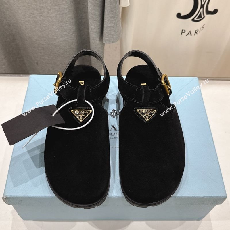 Prada Suede Birkenstock Sandals Black 2025 PR060305 (MD-250603034)