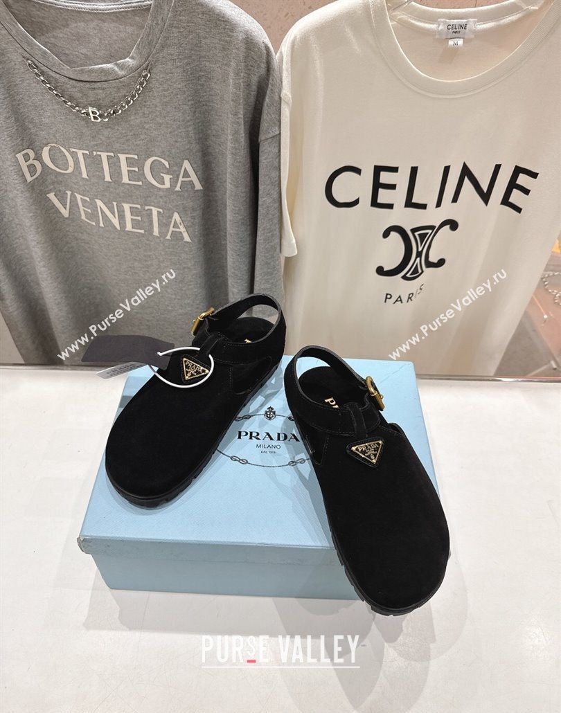 Prada Suede Birkenstock Sandals Black 2025 PR060305 (MD-250603034)
