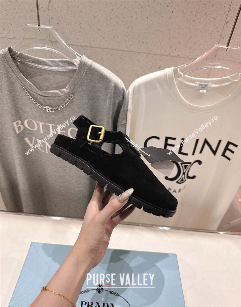 Prada Suede Birkenstock Sandals Black 2025 PR060305 (MD-250603034)