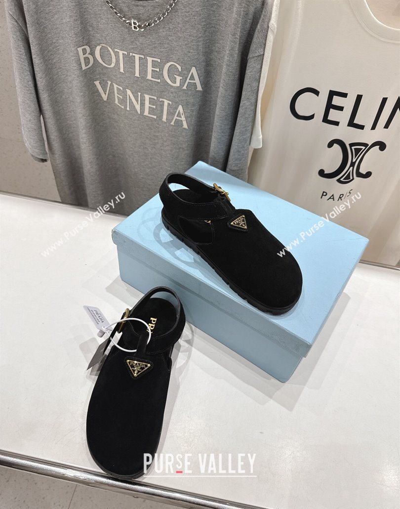 Prada Suede Birkenstock Sandals Black 2025 PR060305 (MD-250603034)
