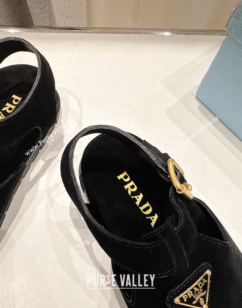 Prada Suede Birkenstock Sandals Black 2025 PR060305 (MD-250603034)