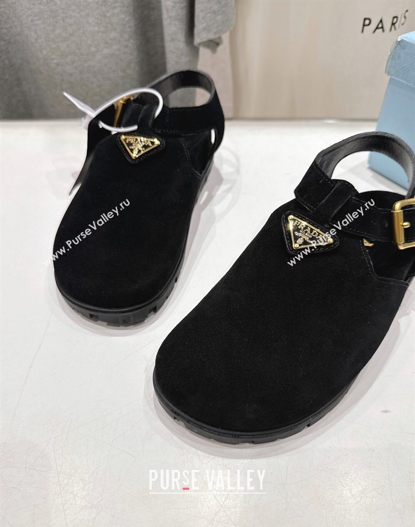 Prada Suede Birkenstock Sandals Black 2025 PR060305 (MD-250603034)
