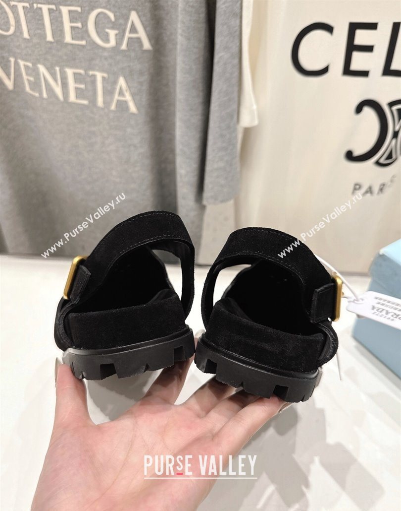 Prada Suede Birkenstock Sandals Black 2025 PR060305 (MD-250603034)