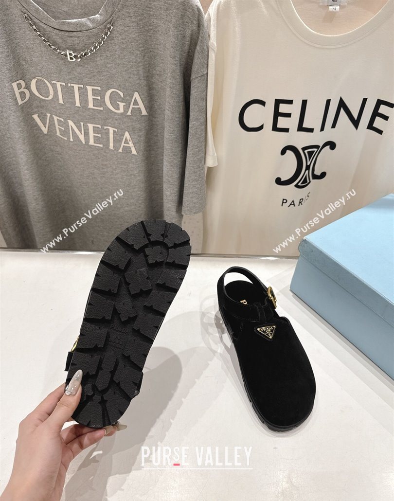 Prada Suede Birkenstock Sandals Black 2025 PR060305 (MD-250603034)