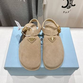 Prada Suede Birkenstock Sandals Beige 2025 PR060305 (MD-250603035)