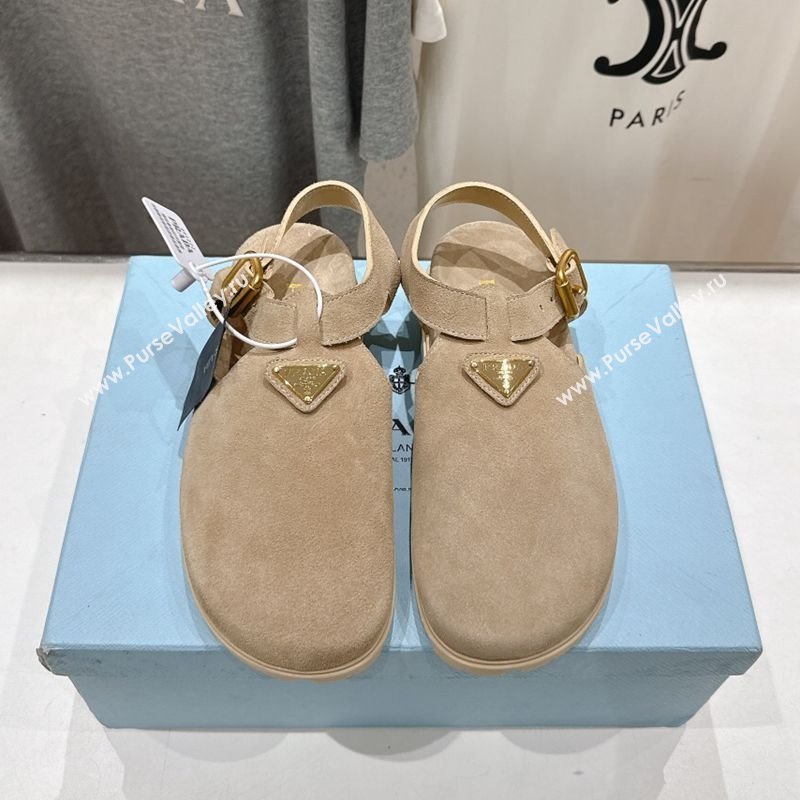 Prada Suede Birkenstock Sandals Beige 2025 PR060305 (MD-250603035)