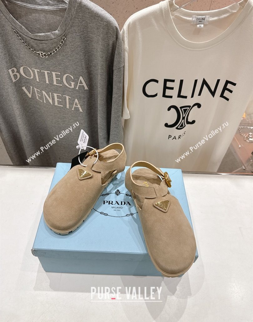 Prada Suede Birkenstock Sandals Beige 2025 PR060305 (MD-250603035)