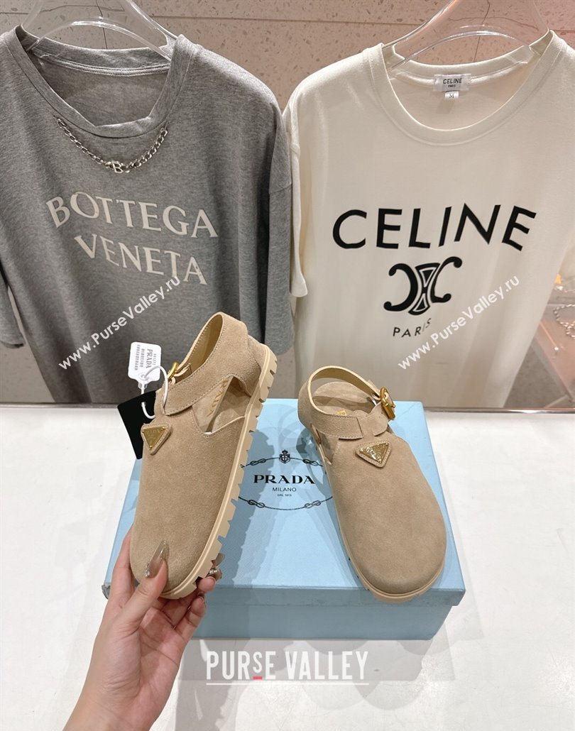 Prada Suede Birkenstock Sandals Beige 2025 PR060305 (MD-250603035)