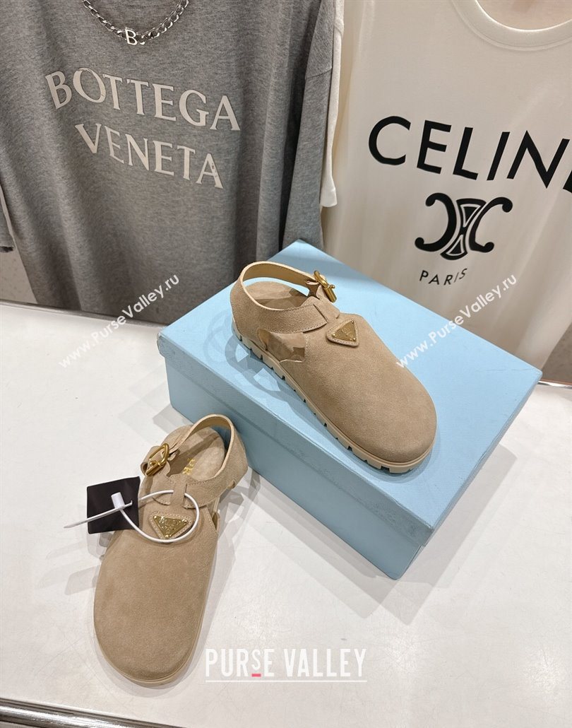 Prada Suede Birkenstock Sandals Beige 2025 PR060305 (MD-250603035)