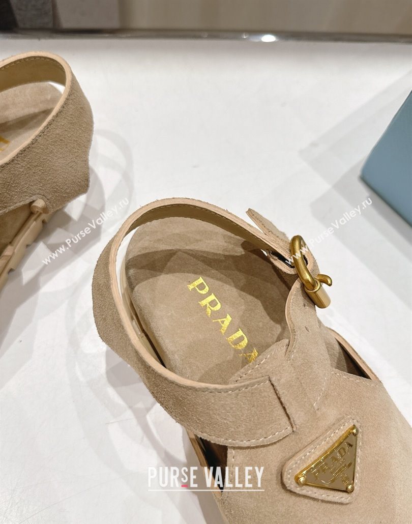 Prada Suede Birkenstock Sandals Beige 2025 PR060305 (MD-250603035)