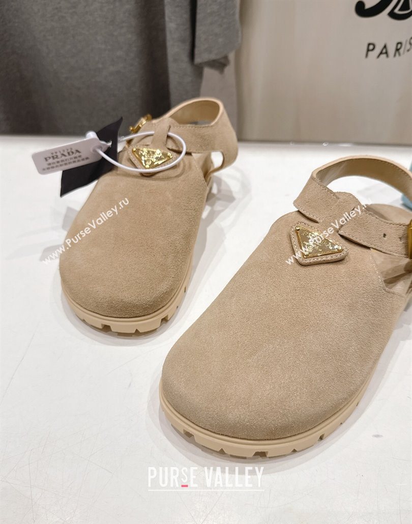 Prada Suede Birkenstock Sandals Beige 2025 PR060305 (MD-250603035)