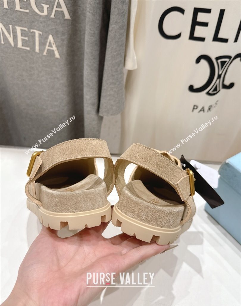 Prada Suede Birkenstock Sandals Beige 2025 PR060305 (MD-250603035)