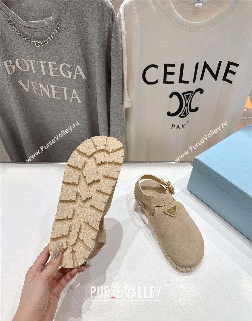 Prada Suede Birkenstock Sandals Beige 2025 PR060305 (MD-250603035)