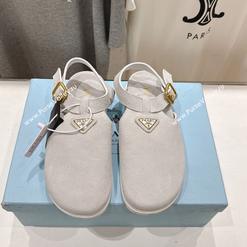 Prada Suede Birkenstock Sandals Light Grey 2025 PR060305 (MD-250603036)