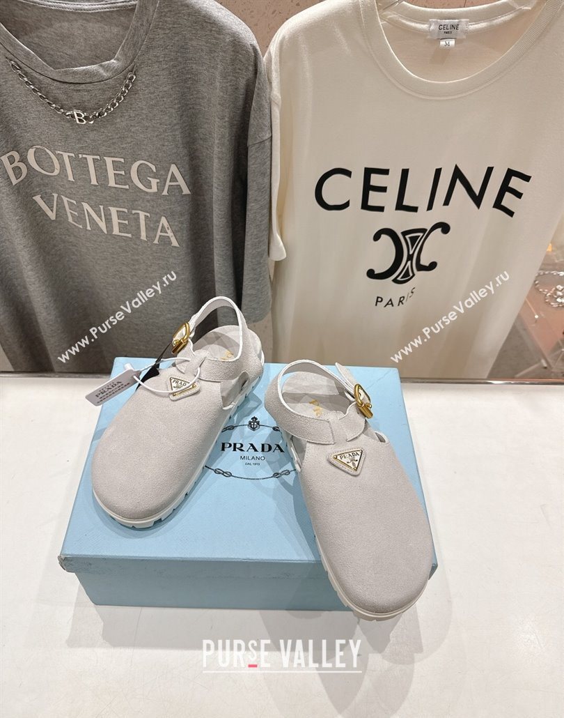 Prada Suede Birkenstock Sandals Light Grey 2025 PR060305 (MD-250603036)