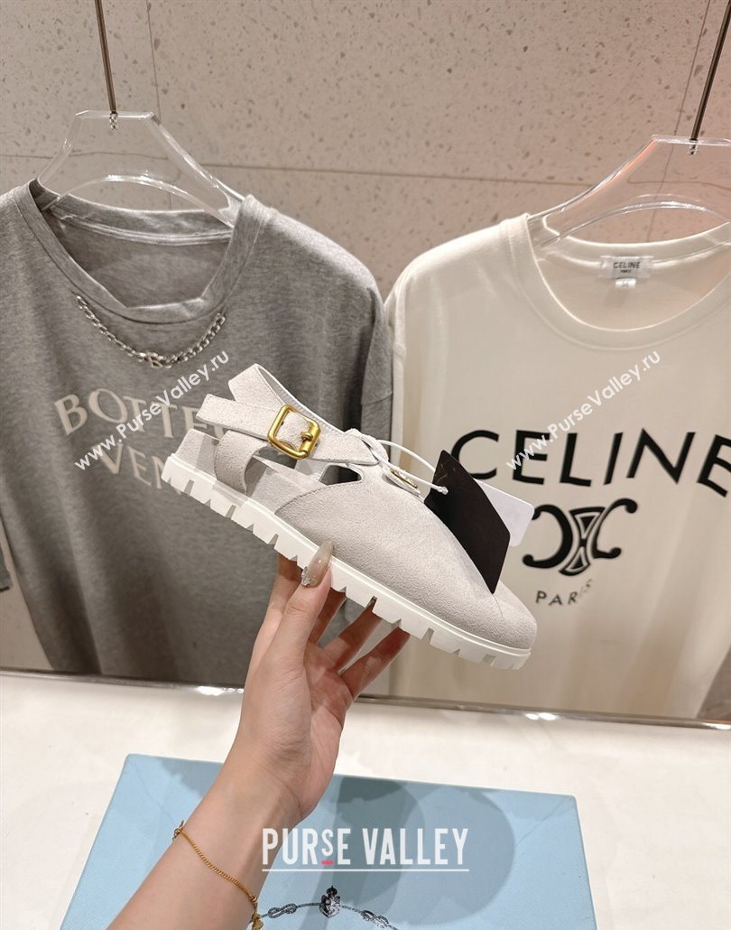 Prada Suede Birkenstock Sandals Light Grey 2025 PR060305 (MD-250603036)