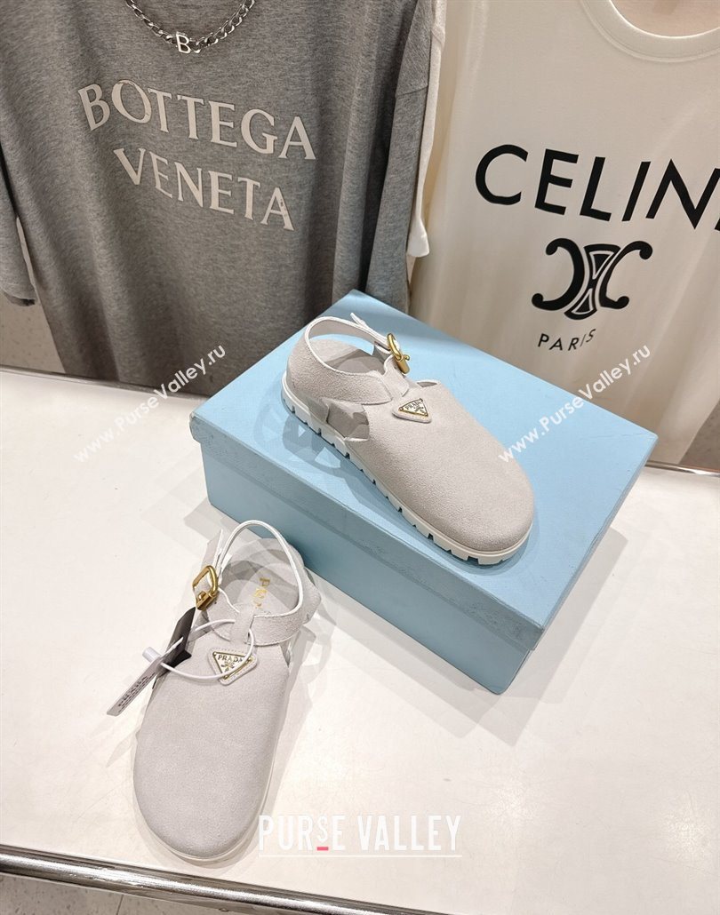 Prada Suede Birkenstock Sandals Light Grey 2025 PR060305 (MD-250603036)