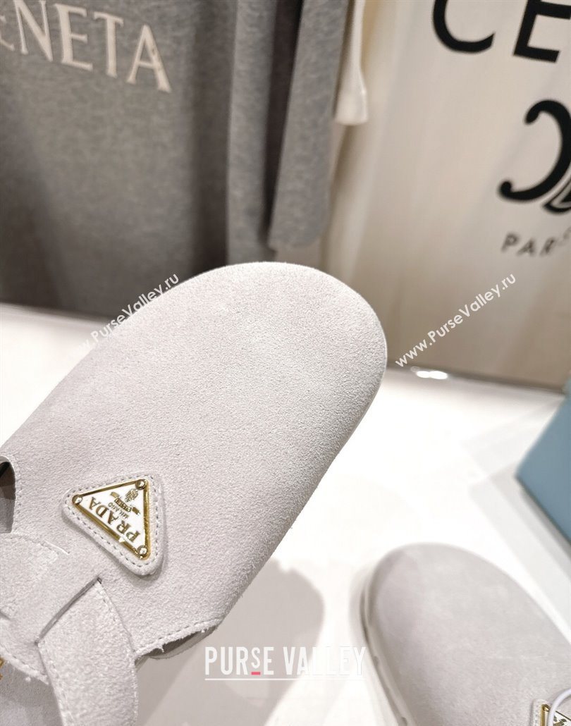 Prada Suede Birkenstock Sandals Light Grey 2025 PR060305 (MD-250603036)