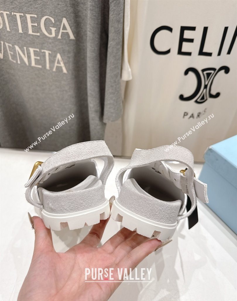 Prada Suede Birkenstock Sandals Light Grey 2025 PR060305 (MD-250603036)