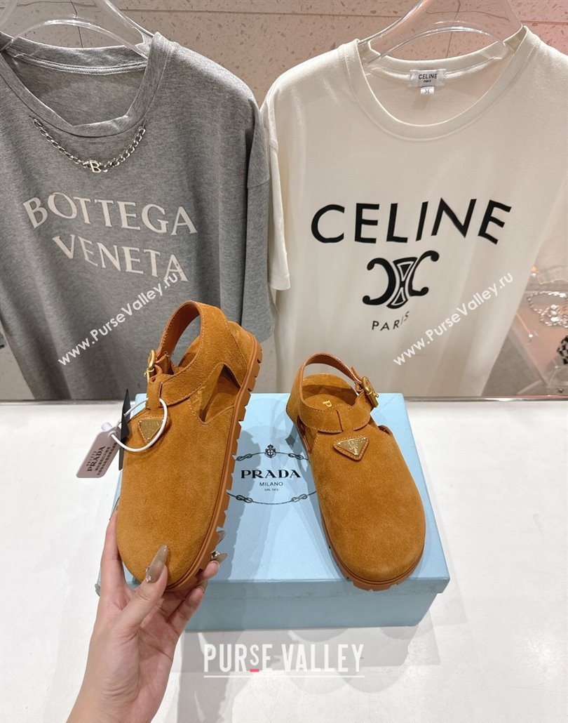 Prada Suede Birkenstock Sandals Yellow 2025 PR060305 (MD-250603037)