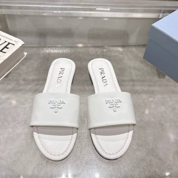 Prada Patent leather flat slides sandal White 2025 PR060308 (MD-250603065)
