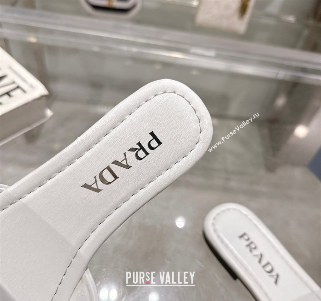 Prada Patent leather flat slides sandal White 2025 PR060308 (MD-250603065)