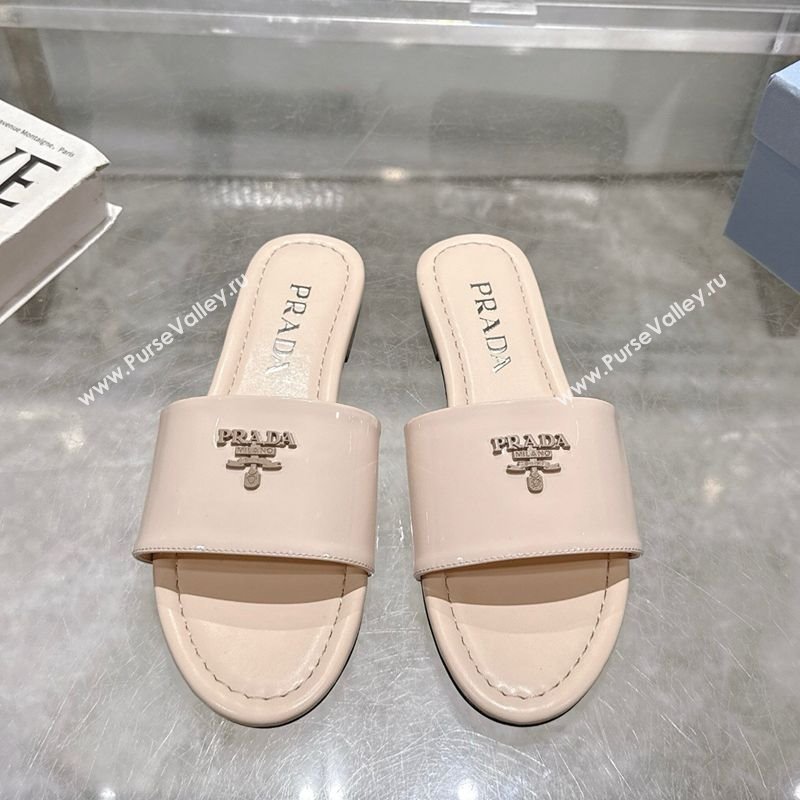 Prada Patent leather flat slides sandal Nude Pink 2025 PR060308 (MD-250603069)