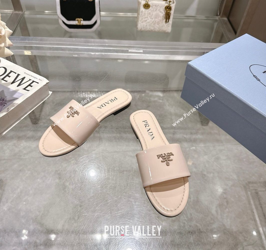 Prada Patent leather flat slides sandal Nude Pink 2025 PR060308 (MD-250603069)