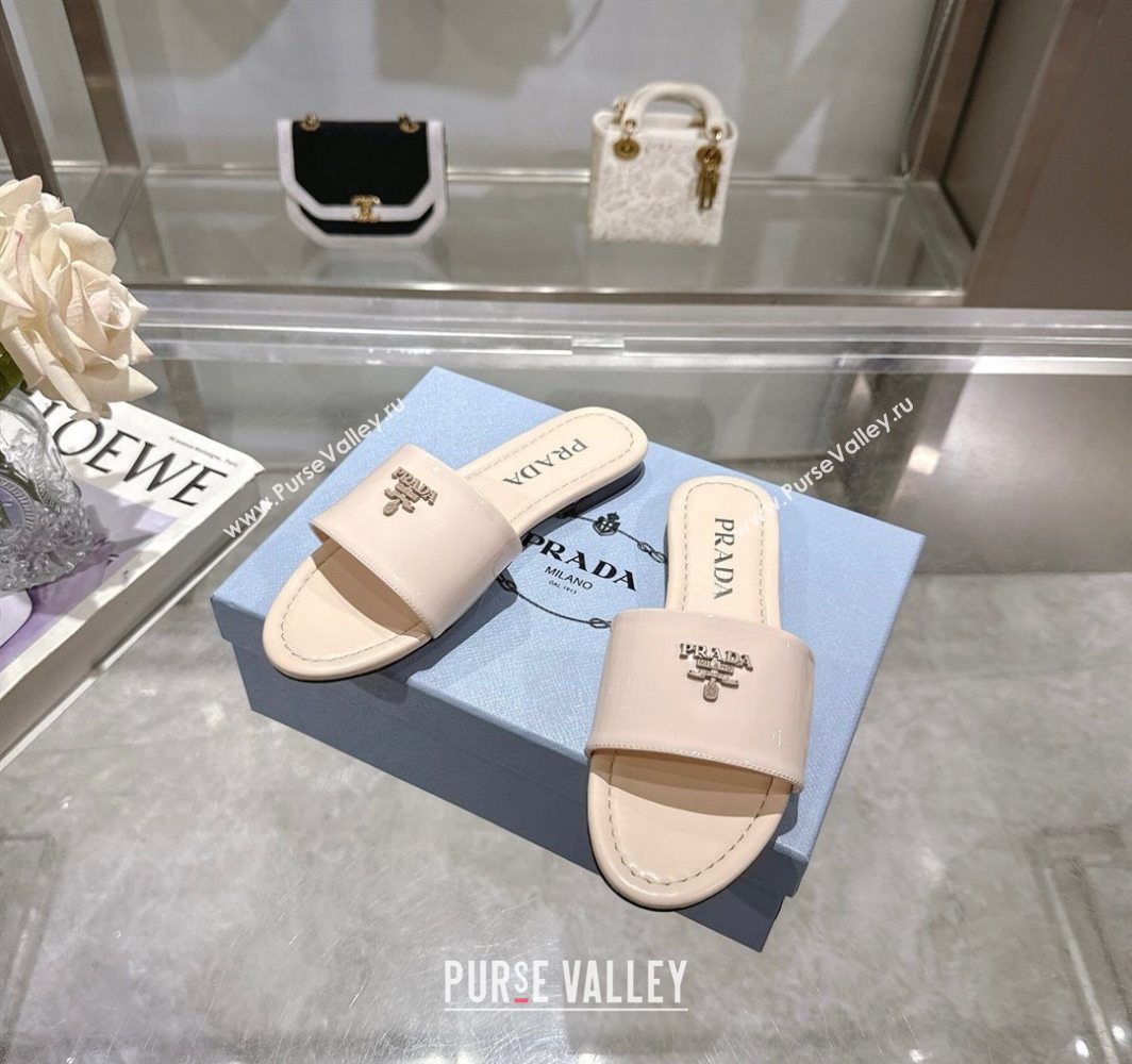 Prada Patent leather flat slides sandal Nude Pink 2025 PR060308 (MD-250603069)