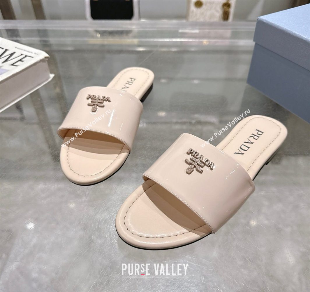 Prada Patent leather flat slides sandal Nude Pink 2025 PR060308 (MD-250603069)