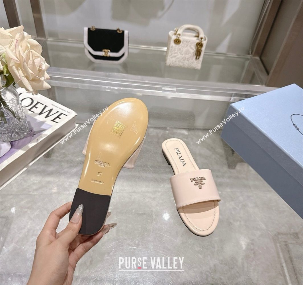 Prada Patent leather flat slides sandal Nude Pink 2025 PR060308 (MD-250603069)