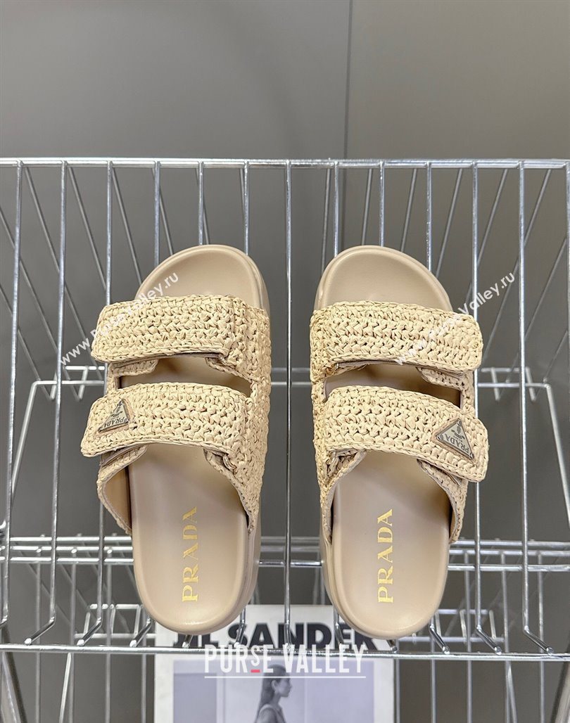 Prada Crochet platform slides sandal 4.5cm Beige 2025 PR053002 (MD-250530005)