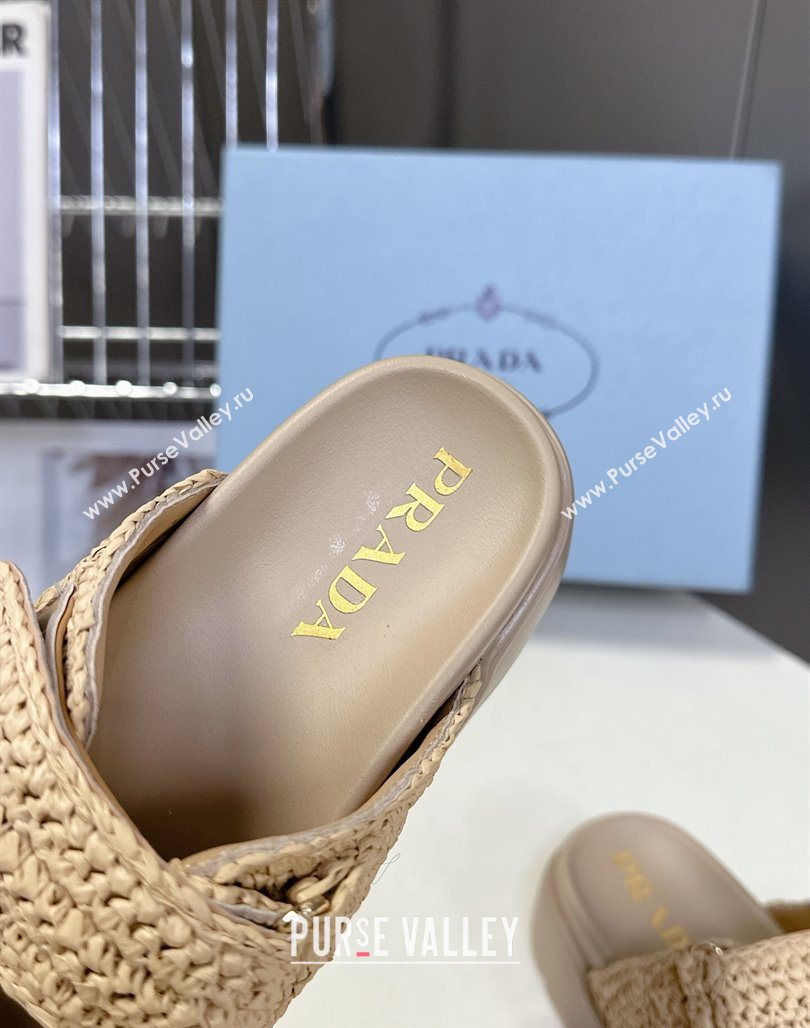 Prada Crochet platform slides sandal 4.5cm Beige 2025 PR053002 (MD-250530005)