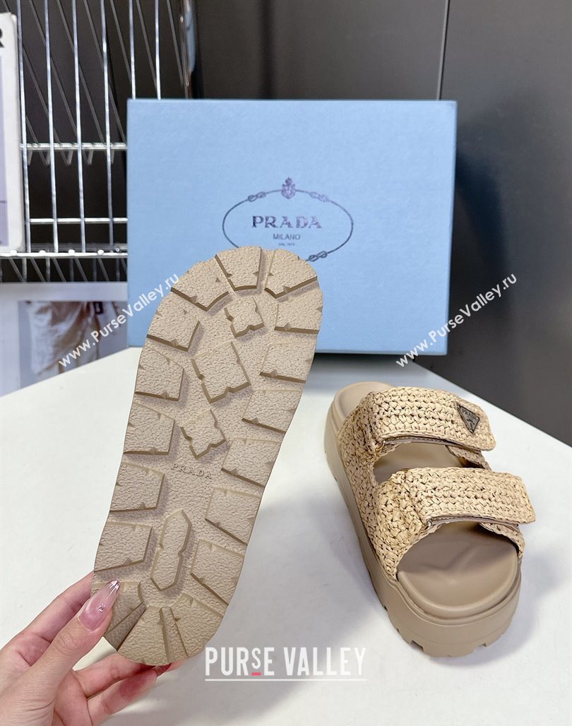 Prada Crochet platform slides sandal 4.5cm Beige 2025 PR053002 (MD-250530005)