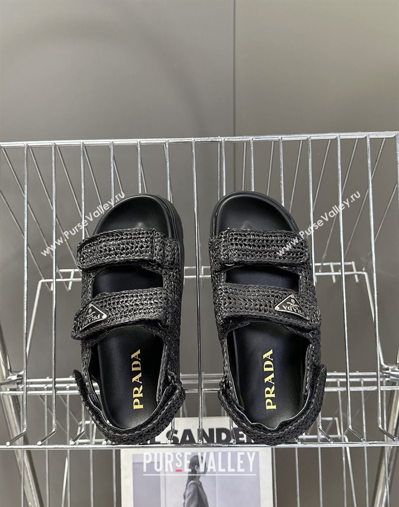 Prada Crochet platform sandals 4.5cm Black 2025 PR053001 (MD-250530007)