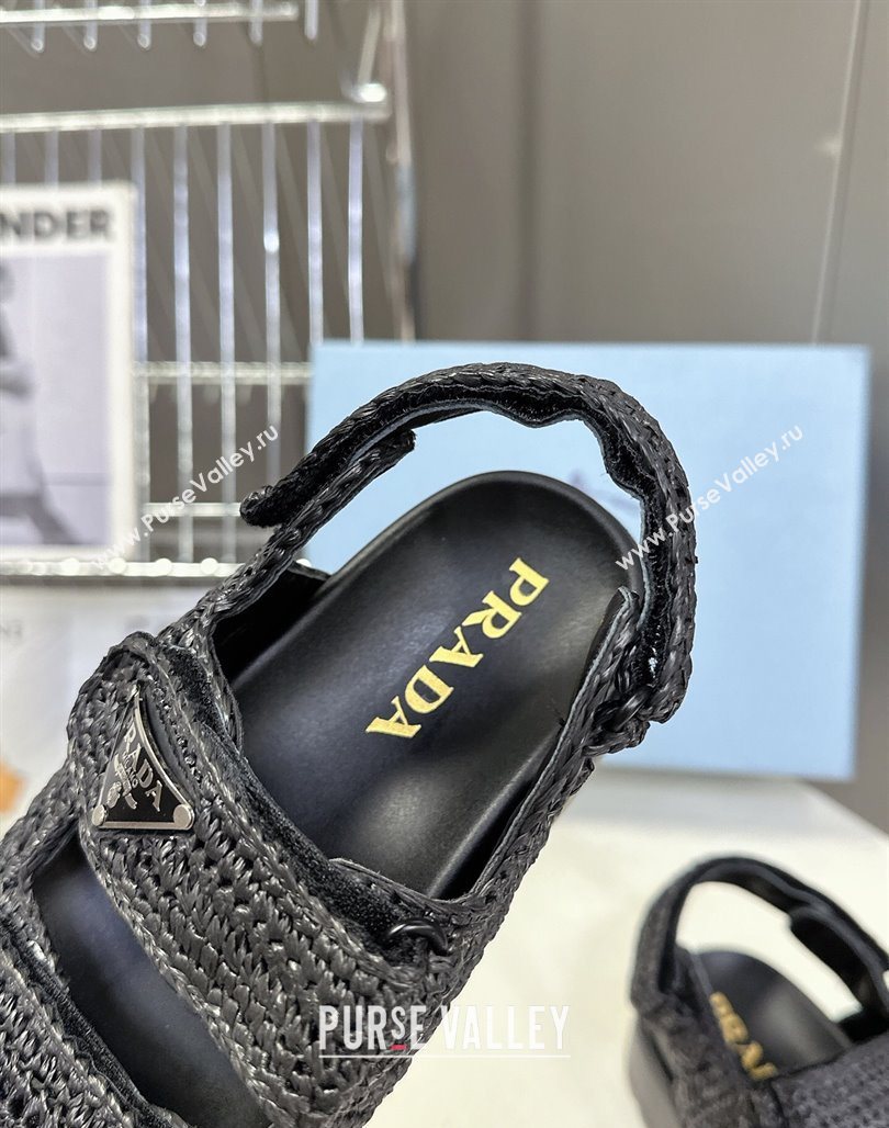 Prada Crochet platform sandals 4.5cm Black 2025 PR053001 (MD-250530007)