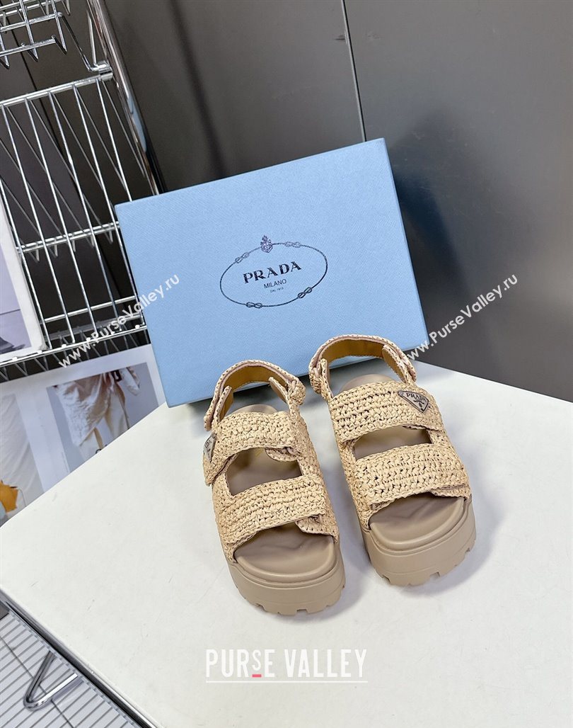 Prada Crochet platform sandals 4.5cm Beige 2025 PR053001 (MD-250530009)
