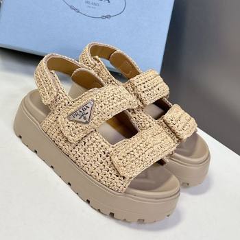 Prada Crochet platform sandals 4.5cm Beige 2025 PR053001 (MD-250530009)